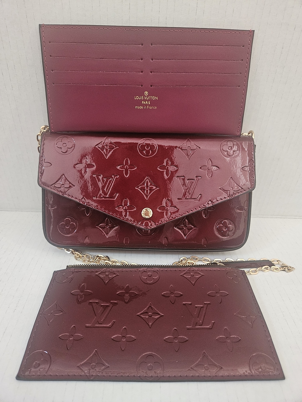 Vernis Envelope Wallet in Deep Bordeaux
